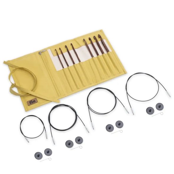 Prym Häkelnadel-Set Tunesisch in Nadeltasche Natural (Stärken 3,5-8,0 mm)