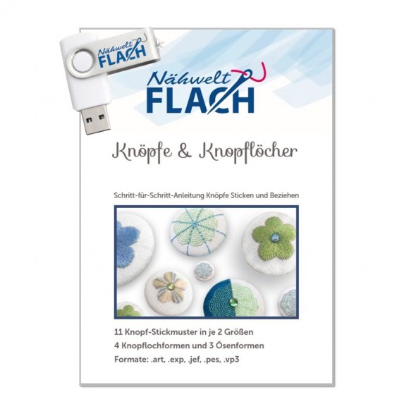 Nähwelt Flach Stickmuster USB Knöpfe und Knopflöcher