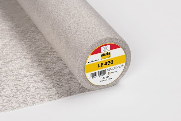 Vlieseline LE 420 Vlieseinlage für Leder/ Kunstleder (Farbe merino/ bügelbar) Rolle 0,90 m x 25 m