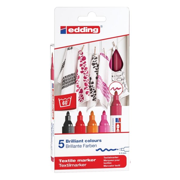 Edding 4500 textile marker Box (Special / 5 warme Farben)