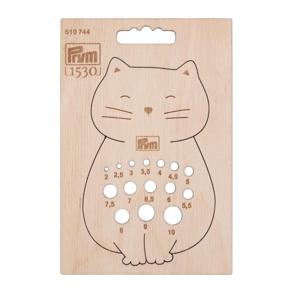 Prym Nadelmaß für Stricknadeln (Katze/ Birkenholz)