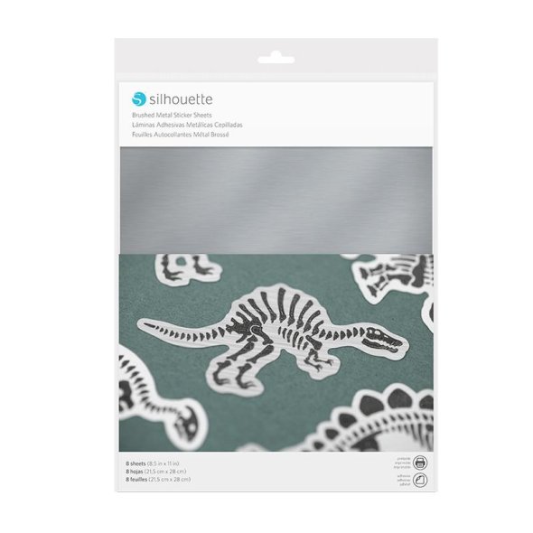 Silhouette Aufkleberbögen (8 Bögen/ gebürstet/ metallic-silber)