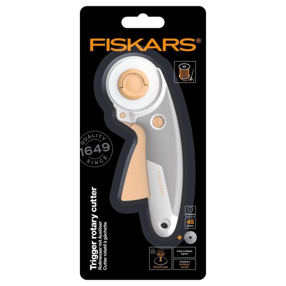 Fiskars Rollmesser/ Rollschneider mit Auslöser (Ø 45 mm)