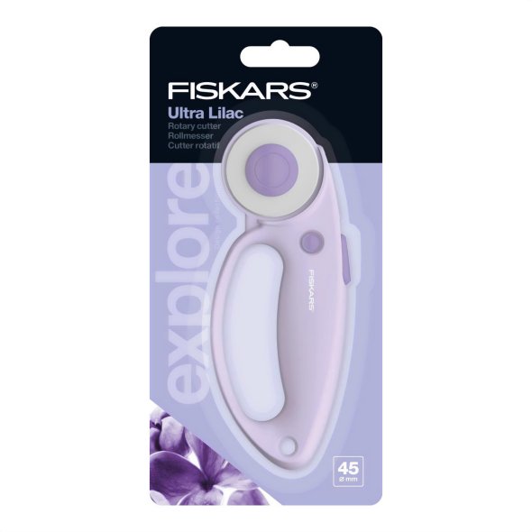 Fiskars Rollmesser/ Rollschneider "Ultra Lilac" mit Komfortgriff (Ø 45 mm)