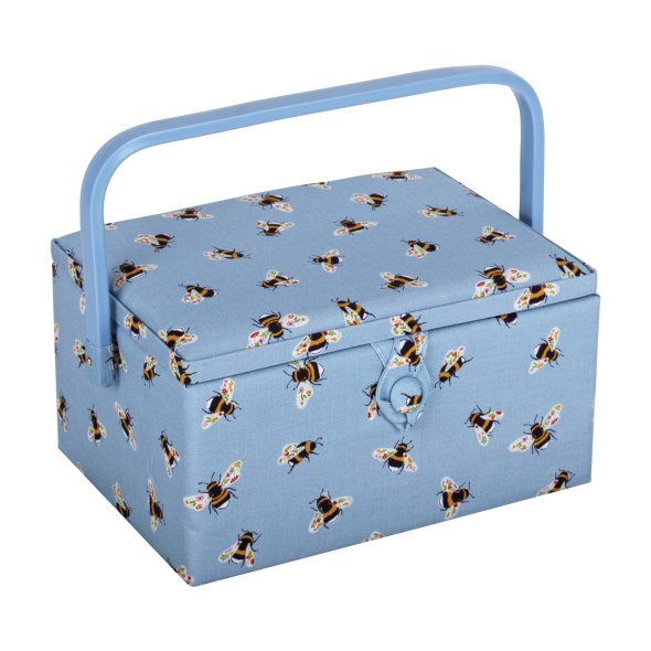 Nähkorb "Bienenschwarm" (blau/ 26 x 19 x 14,5 cm)