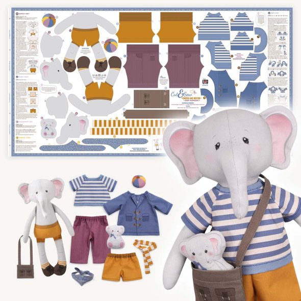Kullaloo Cut & Sew Panel "DRESS ME BESTIE" EDDY ELEFANT (80 x 155 cm)