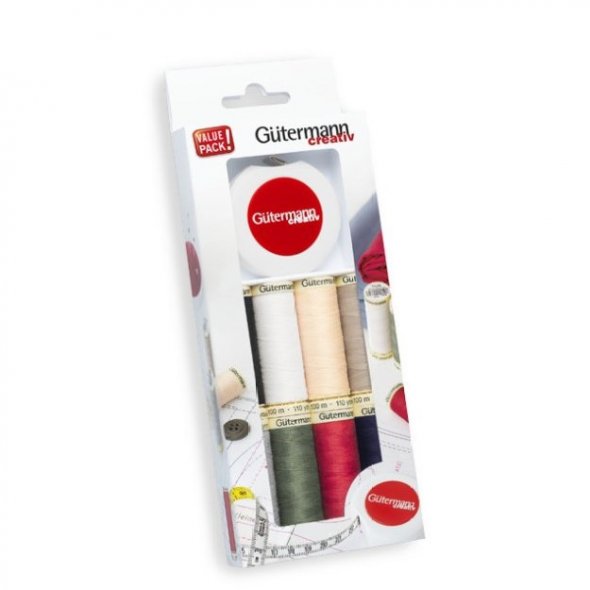 Gütermann Nähfaden-Set + Rollmaßband (8 Spulen / 100 m)