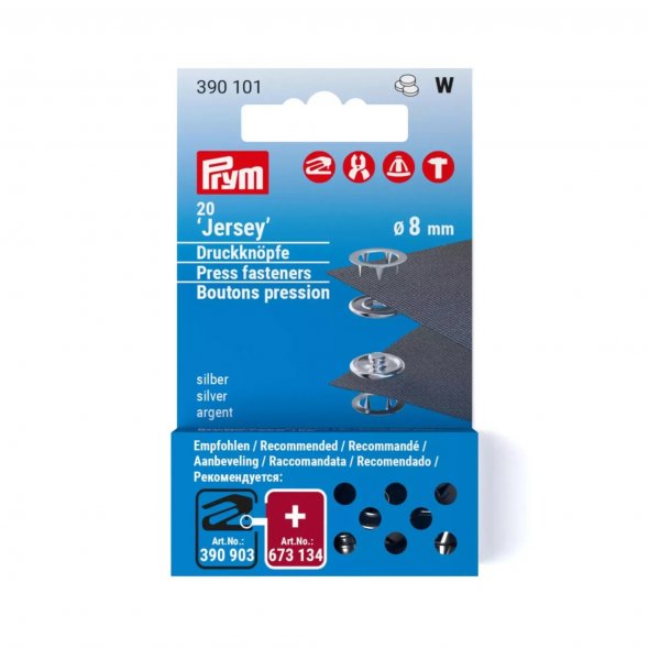 Prym Nachfüllset Druckknöpfe Jersey 20 St. (Ø 8 mm / silber)