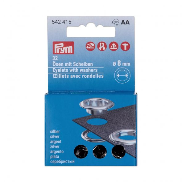 Prym Nachfüllset Ösen mit Scheiben (8 mm / silberfarbig)