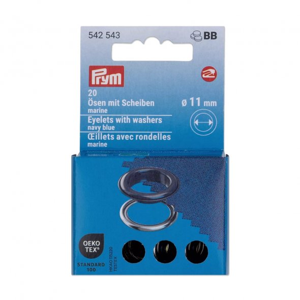Prym Ösen mit Scheiben (11 mm/ marine-silberfarbig/ 20 St.)