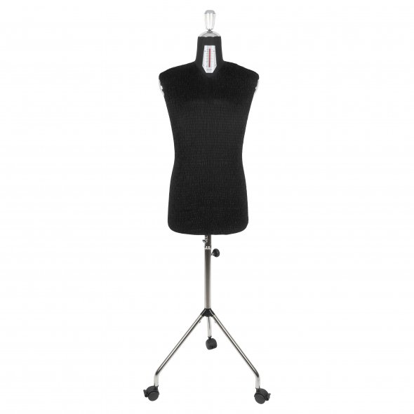 Fabma Schneiderpuppe/Schneiderbüste Herren / mit Rollen (männlich / Plus-Size-Größe 42 - 54 / schwarz / verstellbar)