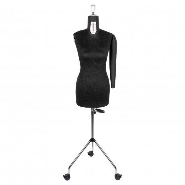 Fabma Schneiderpuppe/Schneiderbüste / Arm links / mit Rollen (weiblich / Größe 36 - 48 / schwarz / verstellbar)
