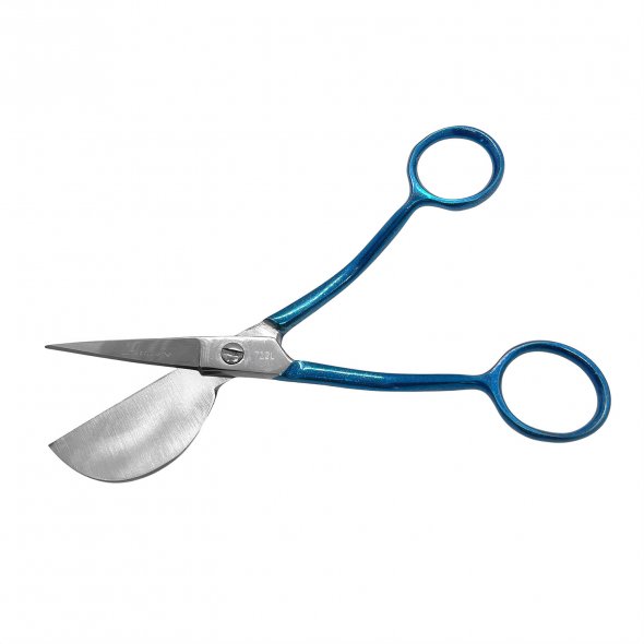 Famore hochwertige Applikationsschere (linkshänder / gebogen / blau-metallic)