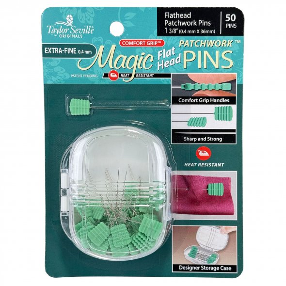 Taylor Seville Magic Pins Flathead EXTRA FINE - Patchworkstecknadeln  (50er Pack)