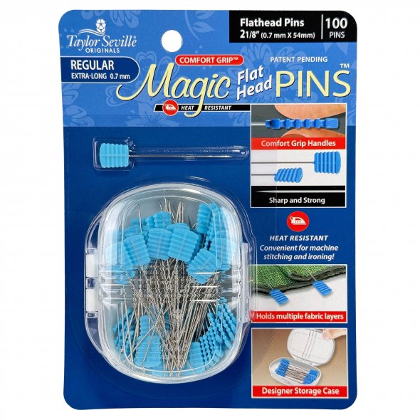 Taylor Seville Magic Pins Flathead REGULAR - Quiltingstecknadeln  (100er Pack)