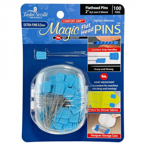 Taylor Seville Magic Pins Flathead EXTRA FINE - Quiltingstecknadeln  (100er Pack)