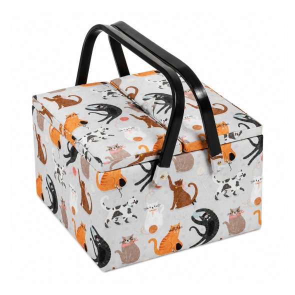 Nähkorb von Hobby Gift Cats (Doppeldeckel / L / L 25 x T 25 x H 17 cm)