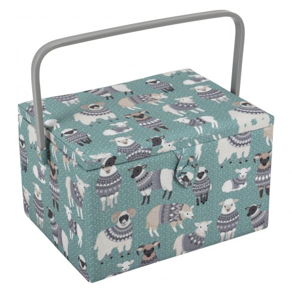 Nähkorb von Hobby Gift Schafe mit Pulli (L / L 31 x T 23,5 x H 20 cm)
