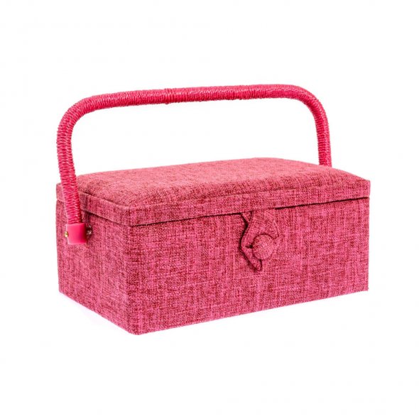 Nähkorb/Nähkästchen mit Stoffbezug pink (Größe S / L 23 x T 15 x H 11 cm)