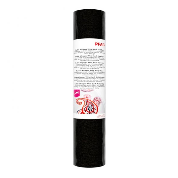 Pfaff Fusible Whisper Web (schwarz / 30,4 x 914 cm / dunkles Polyester-Stickvlies zum Zuschneiden und Aufbügeln)