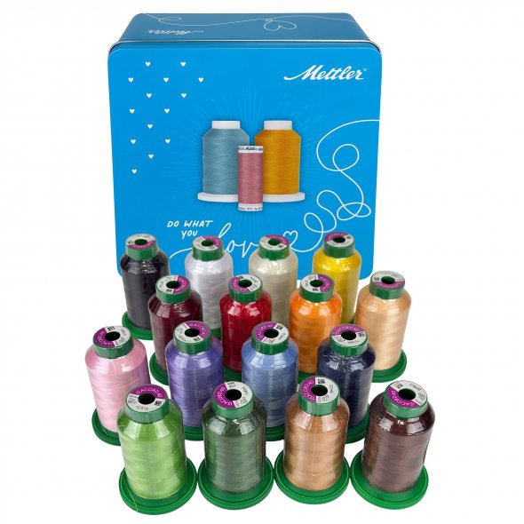 Amann Mettler Garndose Isacord (Basic Farben / 1000 m / 16 Konen / Stickgarn)