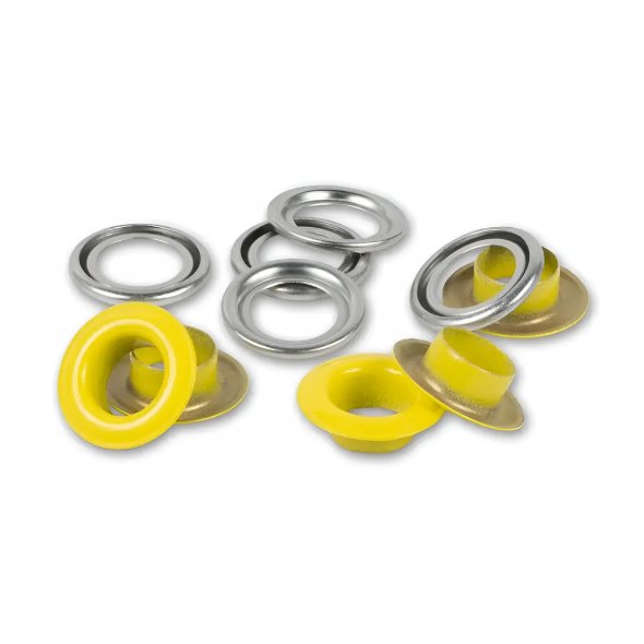 Prym Ösen mit Scheiben (8 mm/ gelb-silberfarbig/ 32 St.)