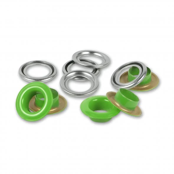 Prym Ösen mit Scheiben (8 mm/ hellgrün-silberfarbig/ 32 St.)