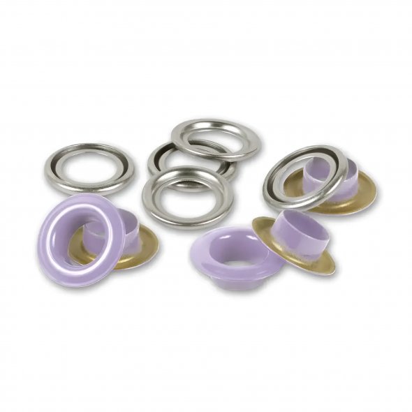 Prym Ösen mit Scheiben (8 mm/ lila-silberfarbig/ 32 St.)