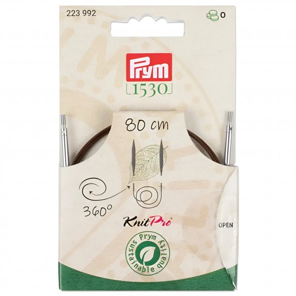 Prym Natural Kunststoffseil 80 cm (360° drehbare Endstücke / austauschbare Nadelspitzen)