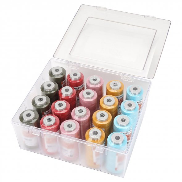 Acryl-Garnbox mit 5 bunten Farben Gütermann Toldi-Lock (2500 m / 20 Konen) Overlockgarn