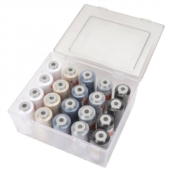 Acryl-Garnbox mit 5 basic Farben Gütermann Toldi-Lock (2500 m / 20 Konen) Overlockgarn