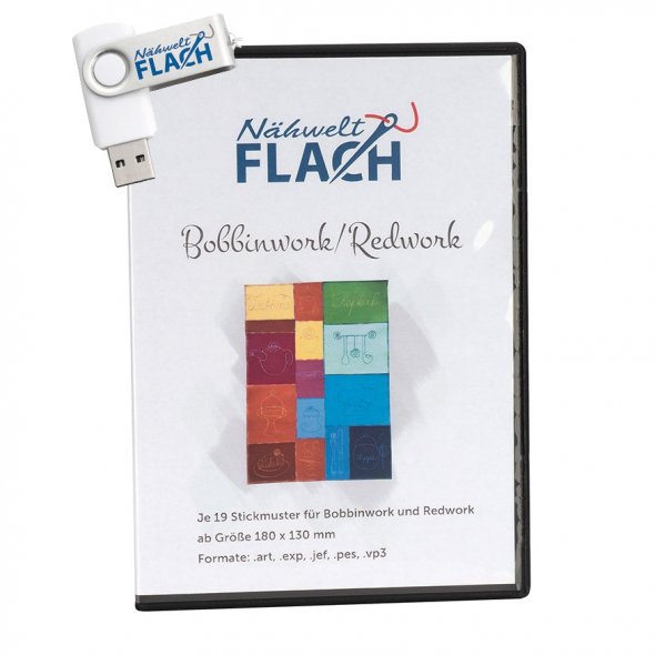 USB Bobbinwork/Redwork, inkl. je 19 Stickmuster