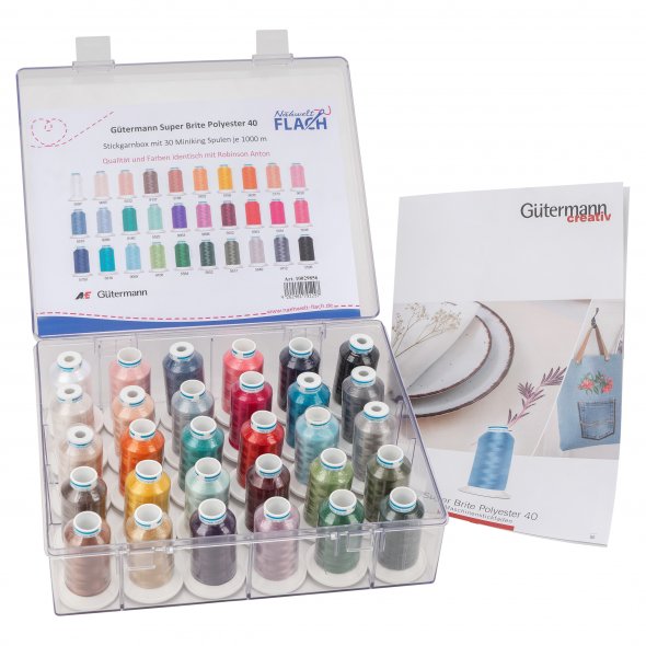 Gütermann Super Brite Stickgarnbox Polyester 40 (1.000 m / 30 Spulen)