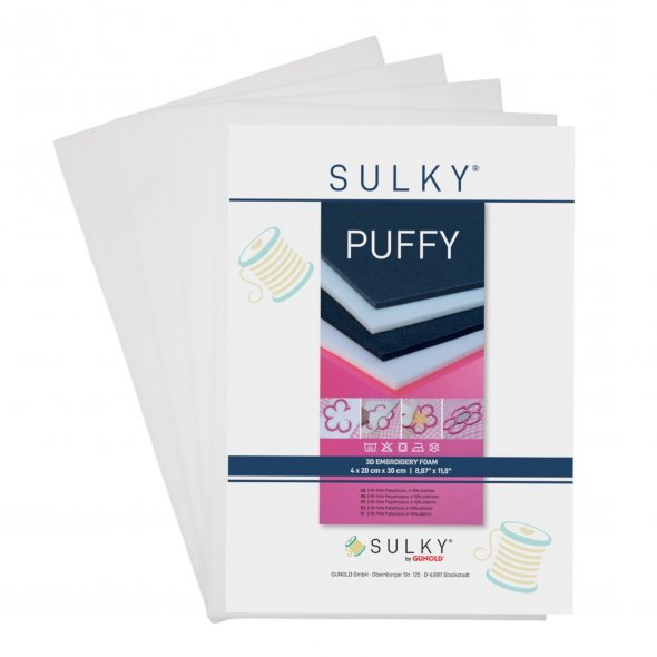 Gunold Sulky Puffy Volumeneinlage für 3D-Effekte (hart / weiß / 3D-Stickschaum)