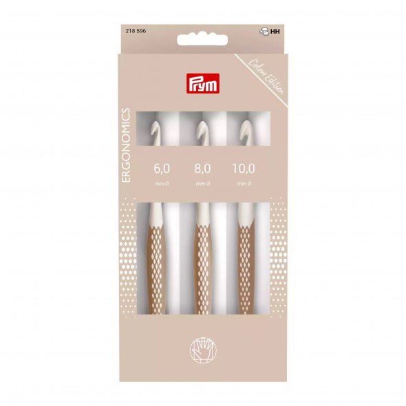 Prym Wollhäkelnadel-Set Ergonomics, Stärke 6/8/10 mm, taupe
