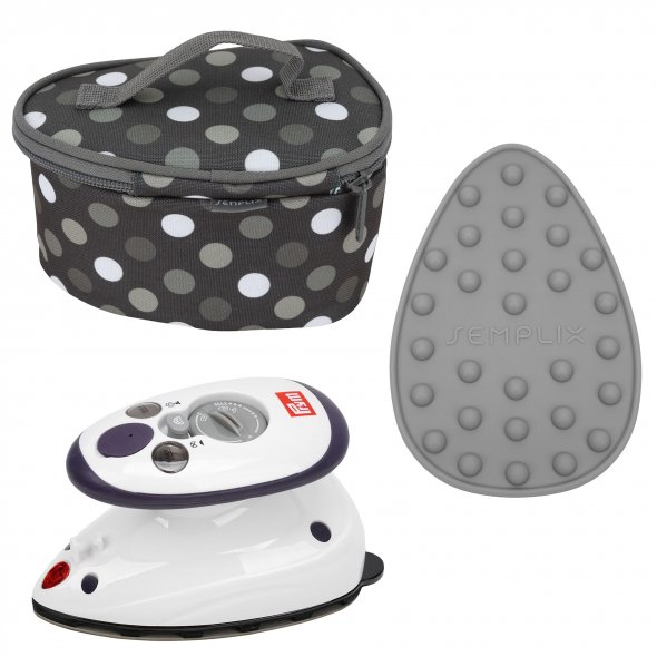 Semplix Mini-Dampfbügeleisen-Set Polka Dots anthrazit/grau