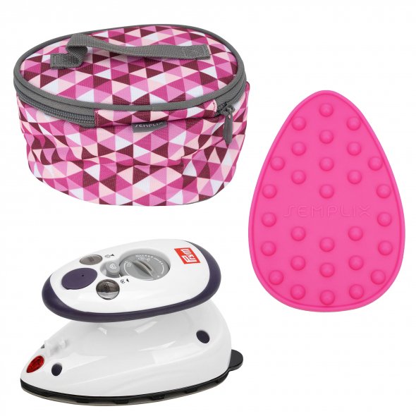 Semplix Mini-Dampfbügeleisen-Set Diamond berry/pink