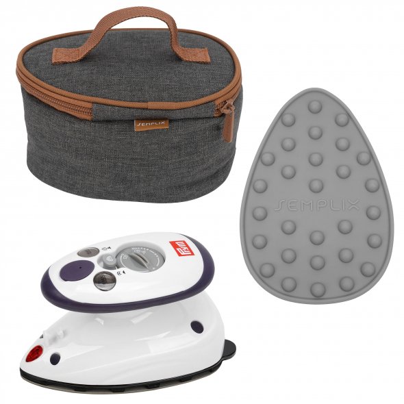 Semplix Mini-Dampfbügeleisen-Set anthrazit/braun/grau