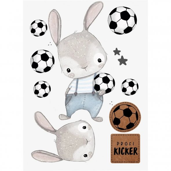 Paul und Clara Bügelbilder A5 - verschiedene Designs Hase Lui Fußball