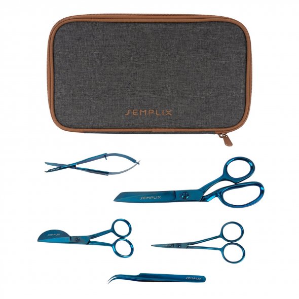 Semplix Aufbewahrungstasche mit Scheren-Set anthrazit/braun