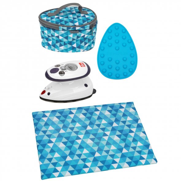 Semplix Mini-Bügeleisen Set + Unterlage Diamond petrol/türkis