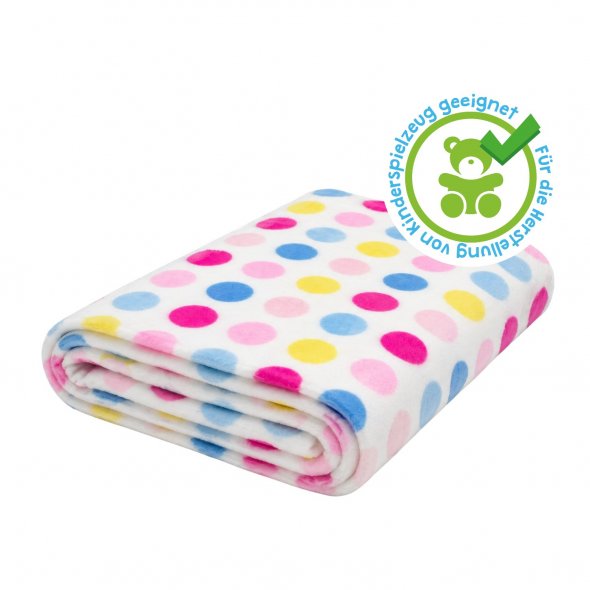 Kullaloo Plüsch SHORTY Hula Dots hot-pink/blue (Meterware / 1,5 mm Florlänge / SuperSoft / Stoff): 1,0m