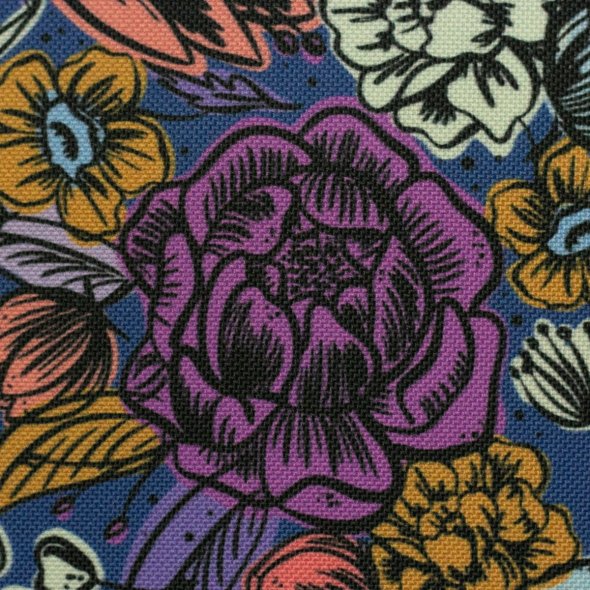 Oxfordgewebe/Oxfordstoff Floral by Cherry Picking 100256- Floral/blau grundig: 1,0m