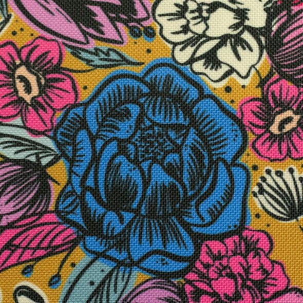 Oxfordgewebe/Oxfordstoff Floral by Cherry Picking 100314- Floral/ocker grundig: 1,0m