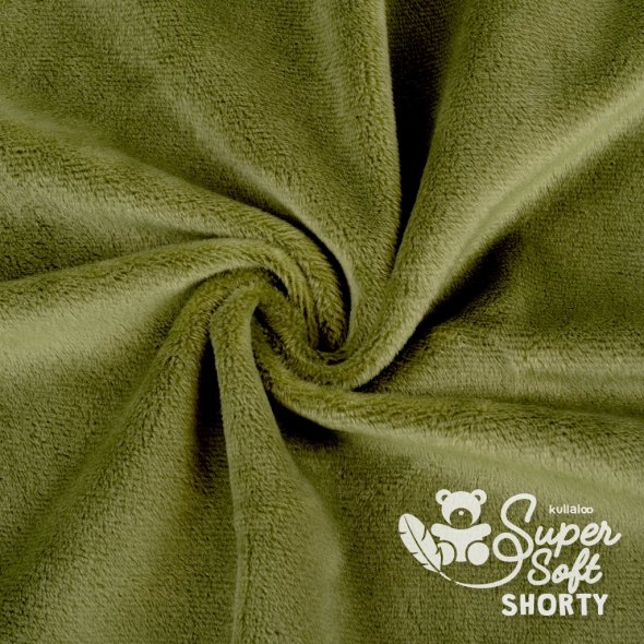 Kullaloo Plüsch SHORTY (Meterware / 1,5 mm Florhöhe / Supersoft / Stoff) 62242 - olivgrün: 1,0m