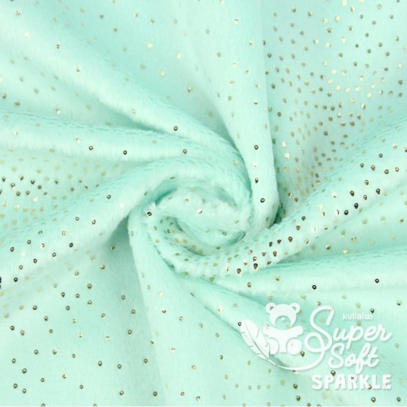 Kullaloo Plüsch SPARKLE (Meterware / 2 mm Florlänge / SuperSoft / Stoff) 62331 - helles mint: 1,0m