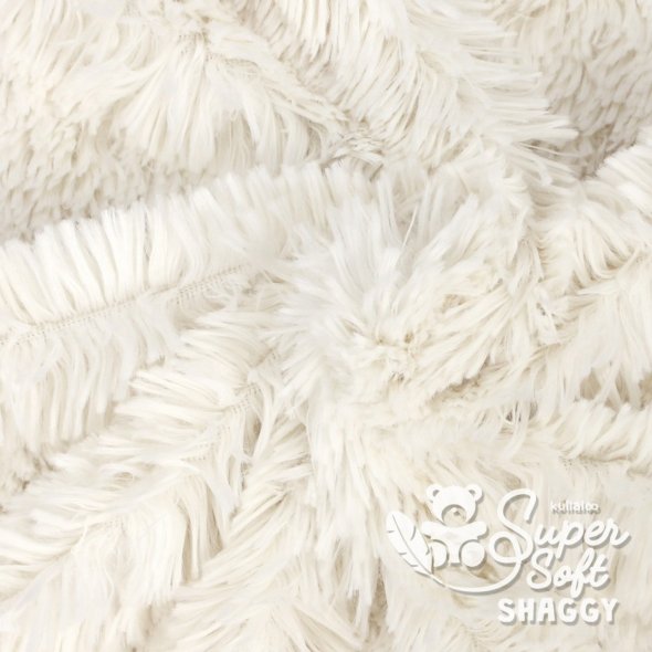 Kullaloo Zottelplüsch SHAGGY (Meterware / 20 mm Florlänge / SuperSoft / Stoff) 62387 - wollweiß: 1,0m