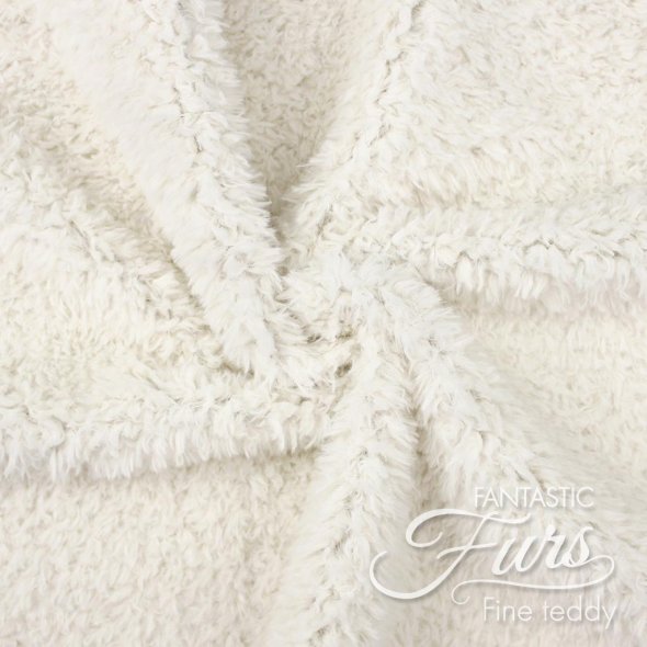 Kullaloo Teddyplüsch Stoff (Meterware / 10 mm Florlänge / Fantastic Furs / Fine Teddy) 62400 - wollweiß/ivory: 1,0m