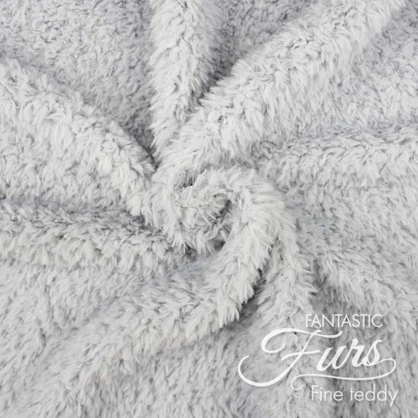 Kullaloo Teddyplüsch Stoff (Meterware / 10 mm Florlänge / Fantastic Furs / Fine Teddy) 62403 - hellgrau/silver grey: 1,0m