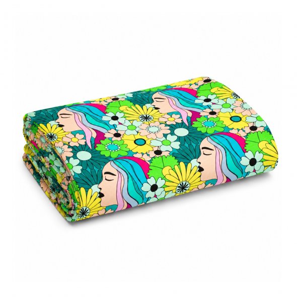 Baumwoll-Stoff Jersey Gesichter und Blumen by Karina+Kind